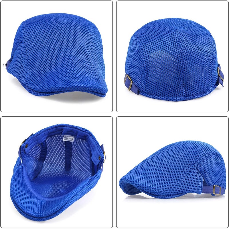 Xinveen Men's Mesh Cap Breathable Summer Newsboy Hat Adjustable Beret Ivy Cap Irish Cabbie Driving Hunting Hats - Image 5